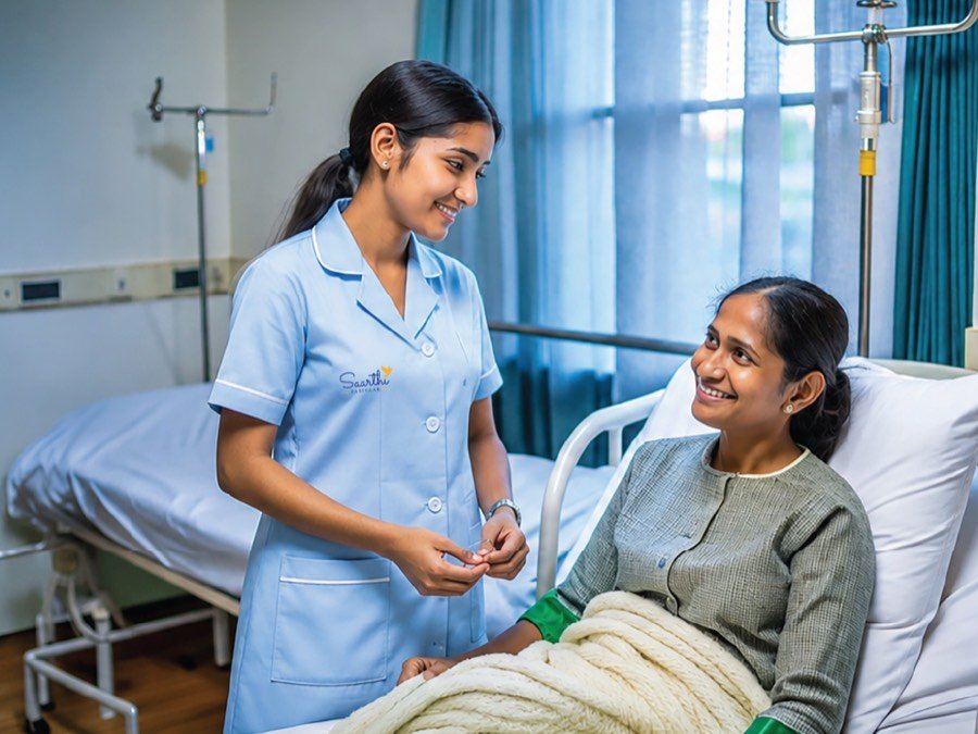 Caregiver assisting a dialysis patient